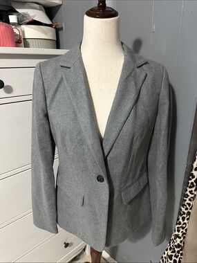 LOFT Gray Women's Single-Button Tailored Blazer